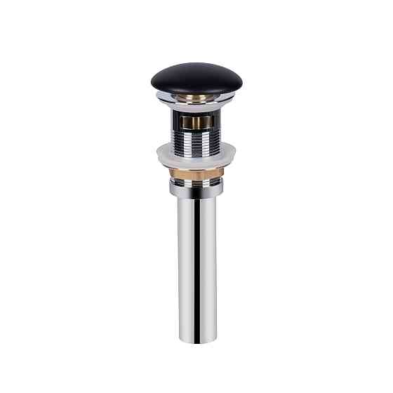 Донний клапан для раковини Qtap PU03O 225х70х70 Matt black з переливом Київ