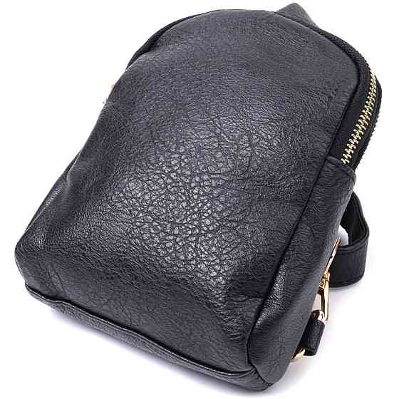 Небольшая женская сумка через плечо на два отделения из экокожи Vintage 22784 Черный Киев