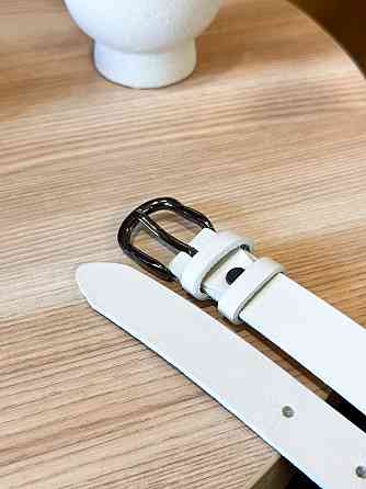 Кожаный женский ремень в белом цвете 6231 Киев