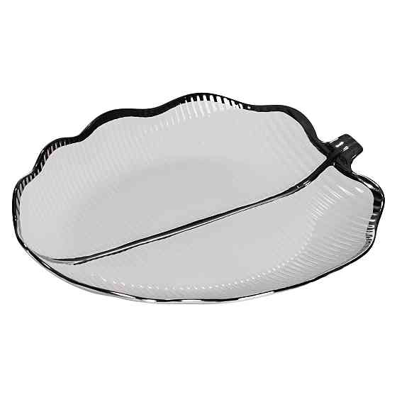 Фарфорове блюдо-ліст для закусок 41×27 см Серебро Київ