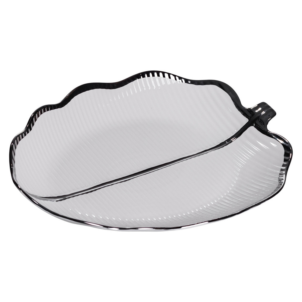 Фарфоровое блюдо-лист для закусок Серебро 41×27 см Киев - изображение 6