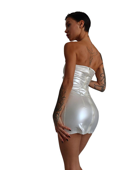 Мини-платье D&A, L, white, nylon-lycra открытые плечи с молнией на всю длину Sex Aura Киев - изображение 5