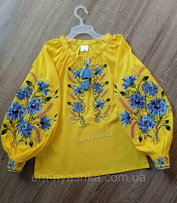 Дитяча вишиванка лляна з волошками та колосками Василина Кривий Ріг - фото 7