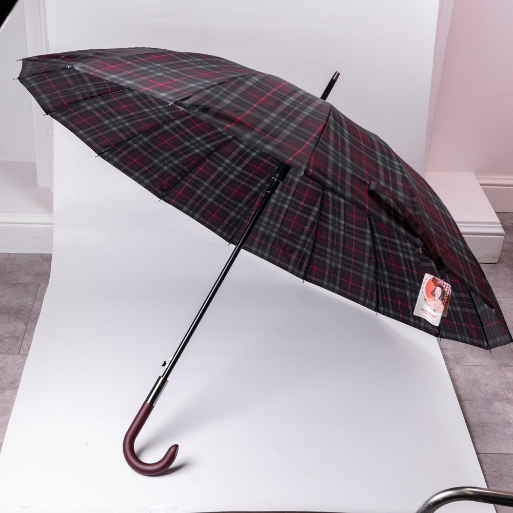 Класична парасолька-тростина напівавтомат з поліестеру 16 спиць діаметр 117 см Червона HP-23-4R Коломыя - изображение 7