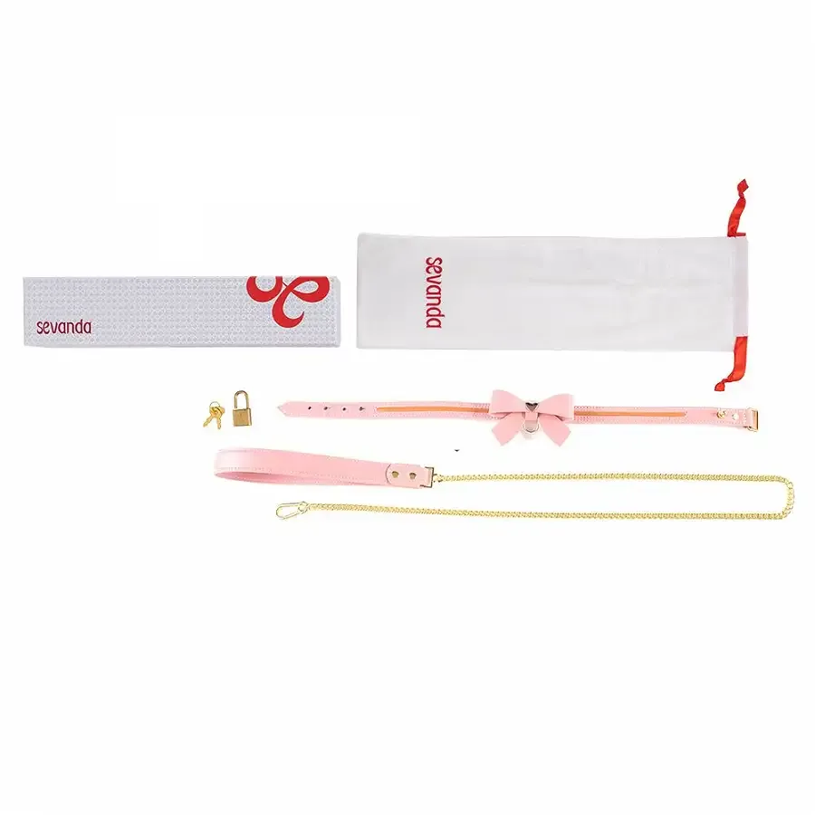 Повідець LOCKINK SEVANDA Love Heart Butterfly Leather Collar Set - Pink Львов - изображение 8