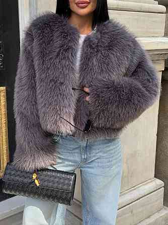 Женская укороченная оверсайз шуба без воротника искусственный мех Одесса