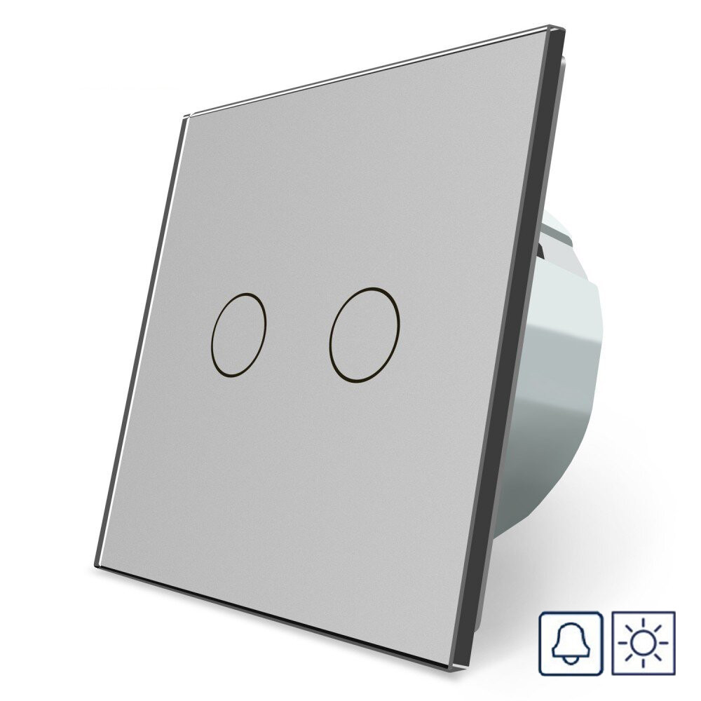 LIVOLO Сенсорна кнопка 2 сенсора Сухий контакт Livolo сірий скло (VL-C702IH-15) Коломия - фото 2