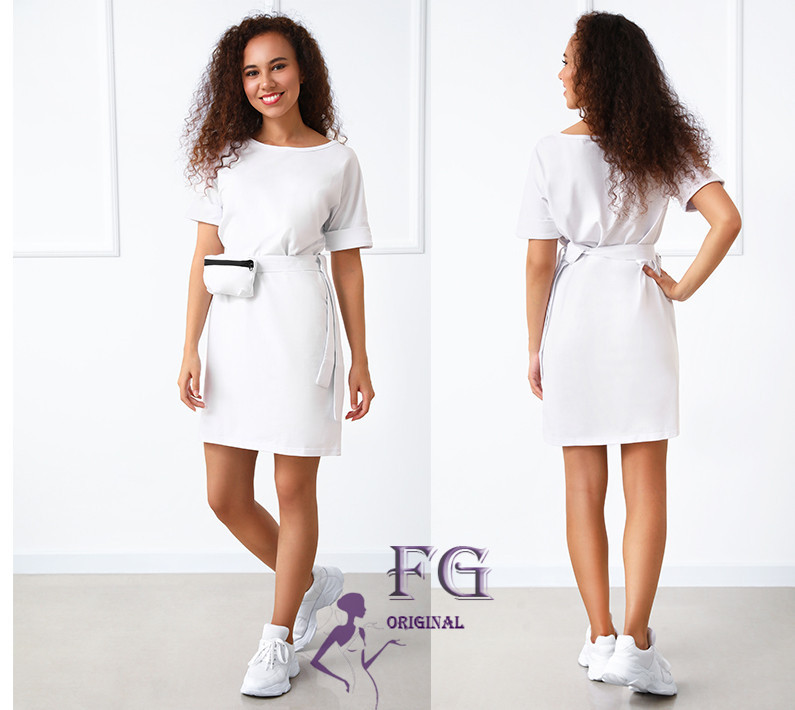 Женское летнее платье с сумочкой на поясе 