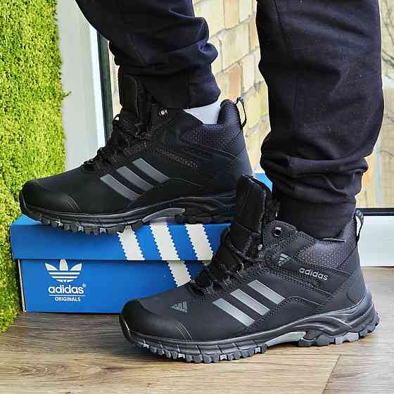 Зимові Кросівки Adidas Climaproof з МЕХОМ Чорні Чоловічі Черні Черні Черні Черевики Адідас (розміри: 42) - 59-4 Дніпро