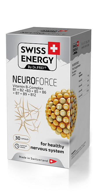 Вітаміни групи В Swiss Energy NEUROFORCE Vitamin B-Complex 30 капс Київ - фото 2