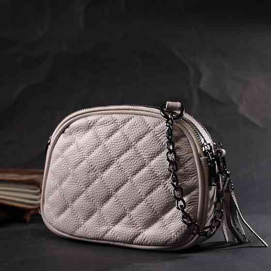 Жіноча стьобана сумка з м'якої натуральної шкіри Vintage 22326 Біла Київ