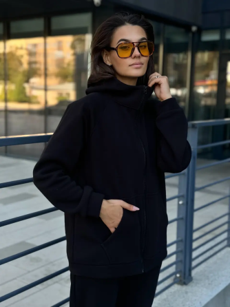 Зип худи женское оверсайз Черный 46/48 Харьков