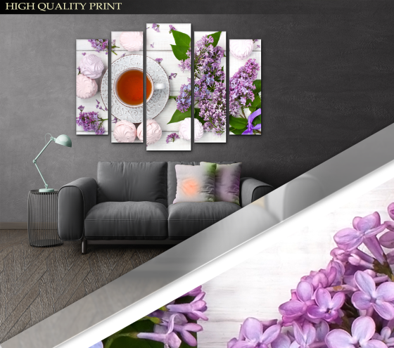 Модульна картина в кухню Квіти Чай Art-339_5 ( 80х118см ) Київ