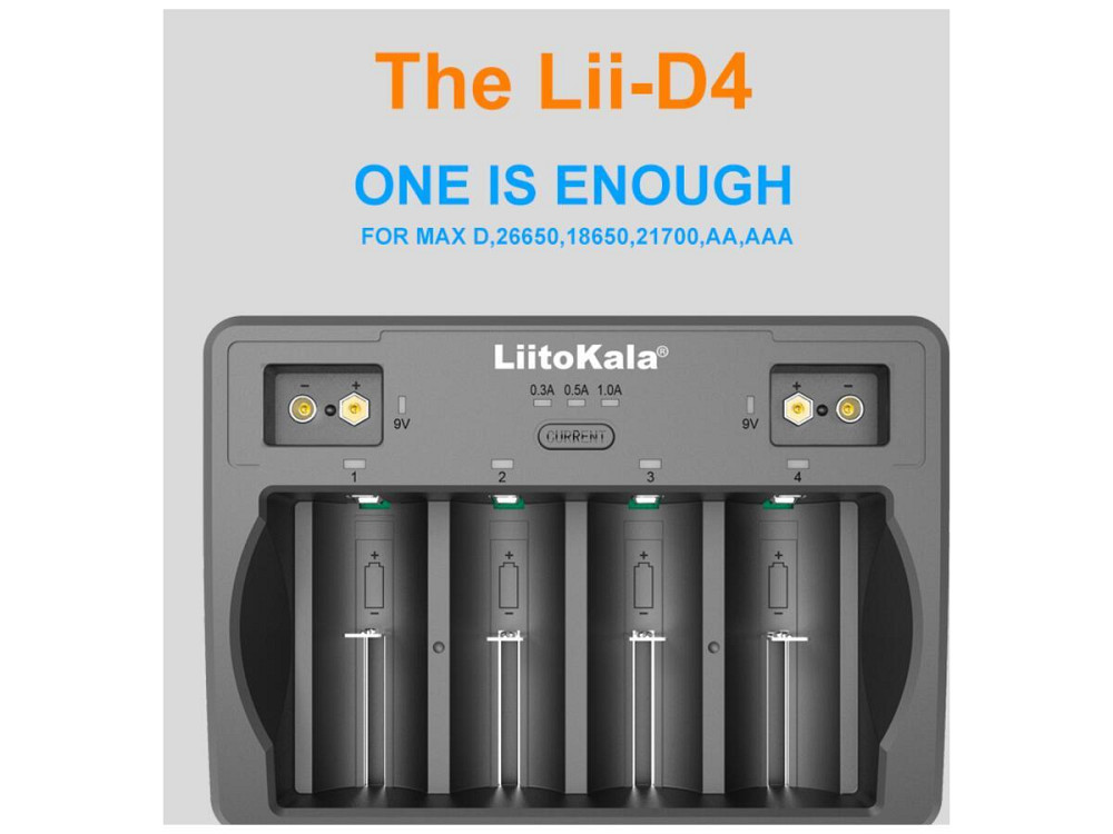 Універсальний зарядний пристрій Liitokala Lii-D4 на 4 канали (Li-ion, NiMH + NiCD + крона) Type-C Вінниця - фото 9