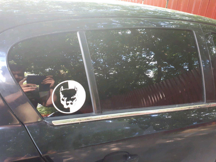 Наклейка на авто Пітбуль Біла світловідбивна Київ - фото 5