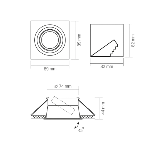 LED Світильник врізний під лампу GU10 квадратний чорний VL-SPF09S-B Videx Житомир