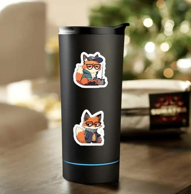 Набор наклеек (стикеров) Хитрый лис в очках (51 шт.), стикерпак лис/лиса Киев - изображение 2