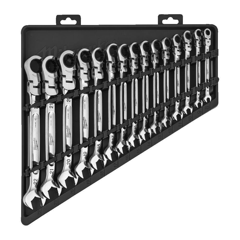 Набір ключів рожково-накидних метричних хромованих MAX BITE MILWAUKEE з храповиком та шарніром, (8/9/10/11/12/13/ 14/15/16/17/18 Одеса - фото 1