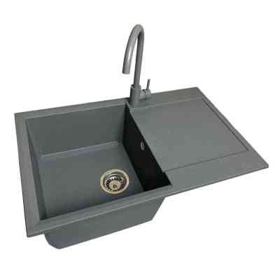 Мойка кухонная Adamant Horizon сірий + змішувач + дозатор (1824296901504) Винница
