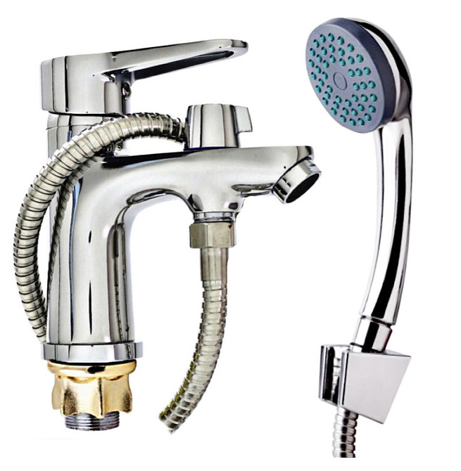 Змішувач для умивальника Zerix PUD1 045 з виходом на душ (лійка+шланг) Чернівці - фото 1