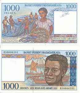 Мадагаскар/Madagascar 1000 Francs (1994) P76a UNC Полтава