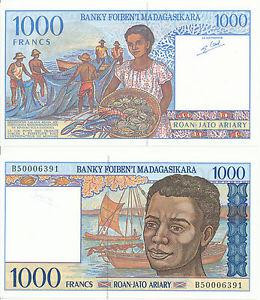 Мадагаскар/Madagascar 1000 Francs (1994) P76a UNC Полтава - фото 1
