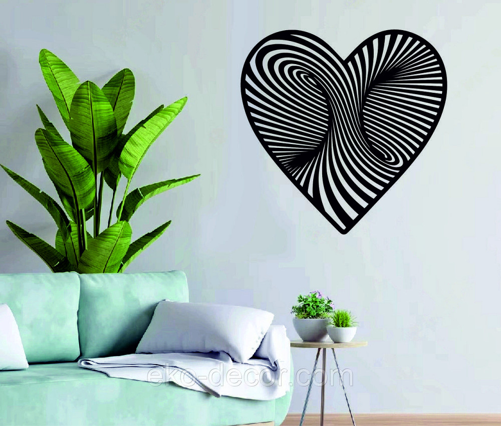 Декоративное настенное Панно «Сердце» Декор на стену 90*90 см, Черный Киев - изображение 2