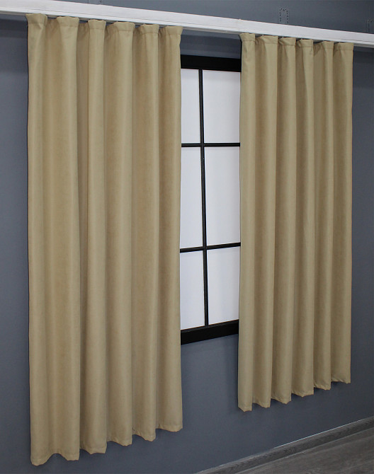 Комплект коротких штор VR-Textil Микровелюр SPARTA № 1192ш Бежевый 130х170 см 2 шт (35-0113) Киев - изображение 4