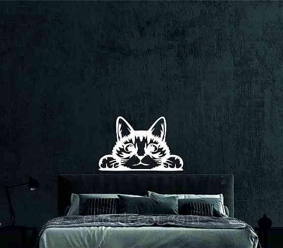 Декоративное настенное 3D Панно «Кот» Декор на стену с объемом (цена за 1 шт) 110*70 см, Белый Киев