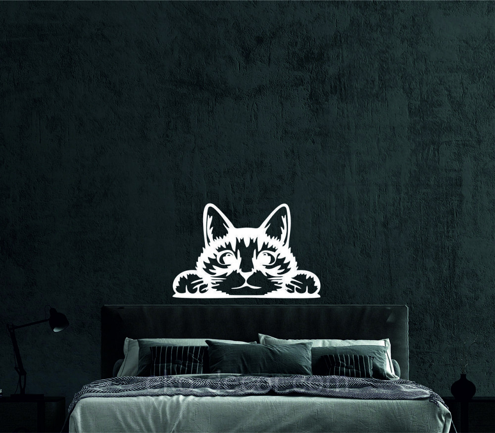 Декоративное настенное 3D Панно «Кот» Декор на стену с объемом (цена за 1 шт) 110*70 см, Белый Киев - изображение 3