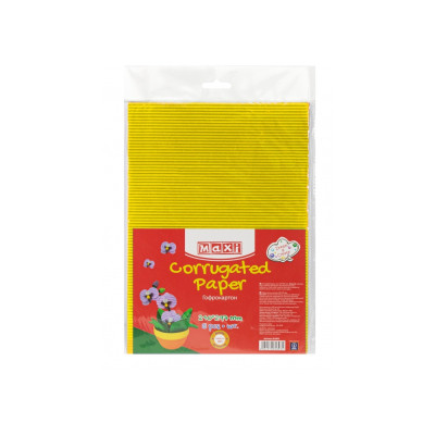 Кольоровий картон Maxi A4 Гофрокартон 21х29,7 см жовтий (MX61890) Вінниця - фото 1