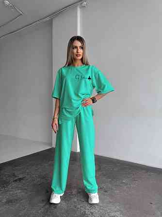 Жіночий повсякденний костюм футболка зі штанами Бырюзовий 46/48 Харків