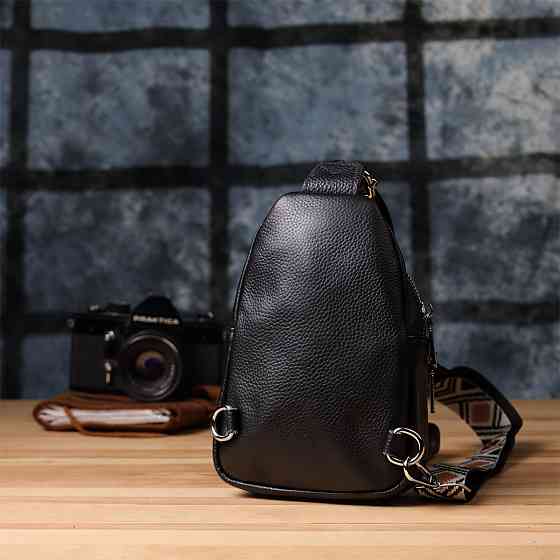 Жіноча сумка слінг із натуральної шкіри Vintage 22935 Чорний Київ