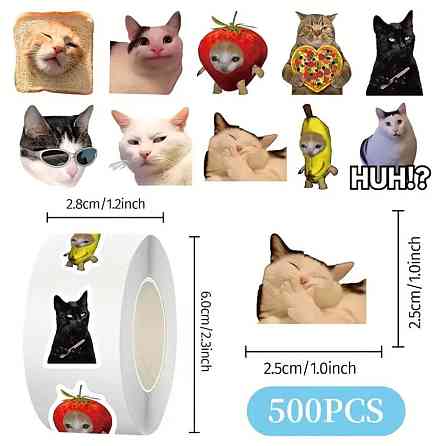 Стикеры с котами. Водонепроницаемые виниловые эстетические наклейки, набор 500 штук. Киев