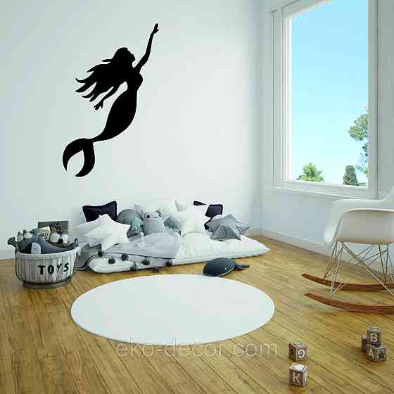 Декоративне настінне 3D Панно «Русалонька» Декор на стіну з об'ємом 70*43 см, Чорний Київ