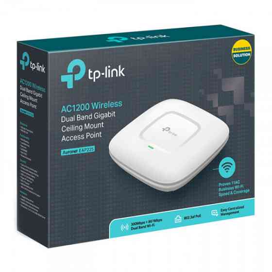 Точка доступу TP-Link EAP225, AC1200, 300Mbps 2.4GHz, 867Mbps 5GHz, 802.11a/b/, POE, двохдіапазонна (EAP225) Киев