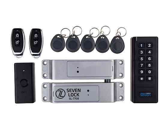 Бездротовий комплект контролю доступу з радіобрелками SEVEN LOCK SL-7708r black Київ