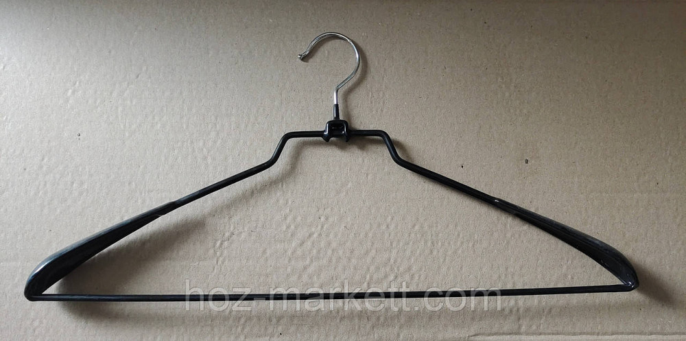 Вішалки плічка, тремпіль металевий у силіконі з хромованим гачком із перекладиною широкий 43 см Харків - фото 7