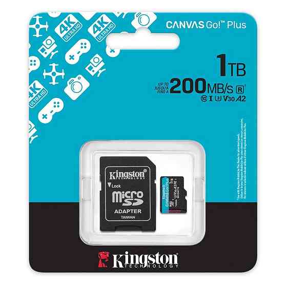 Карта памяти microSDXC (UHS-1 U3) Kingston Canvas Go! Plus 1Tb class 10 A2 V30 (R200MB/s, W-160MB/s) (adapter SD) Киев