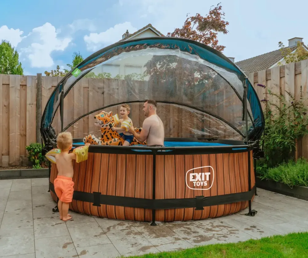 Бассейн EXIT круглый с куполом 300 х 76 см в цвете Wood Київ - фото 6
