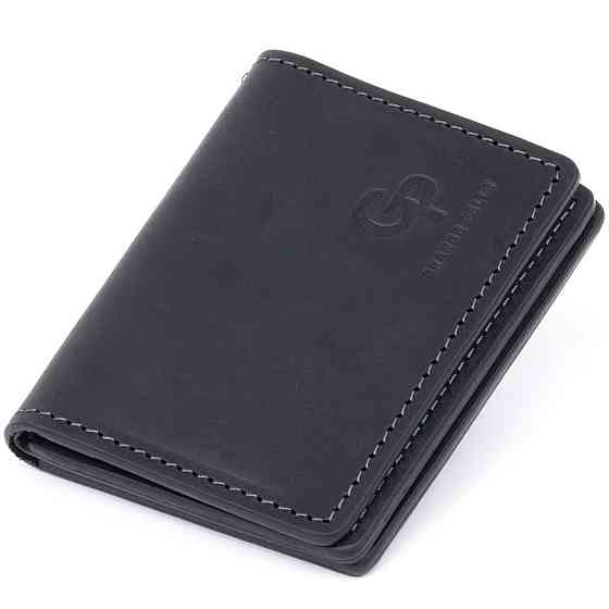 Візитниця з обкладинкою для ID-паспорта з натуральної шкіри Чорна (GRANDE PELLE) Київ