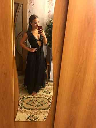 Пляжний довгий халат із шифону 42 чорний Київ