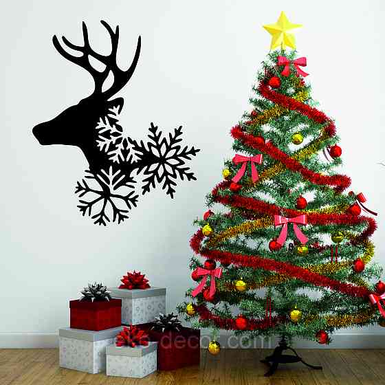 Декоративное настенное Панно «Олень», Декор на стену 110*89 см, Черный Киев