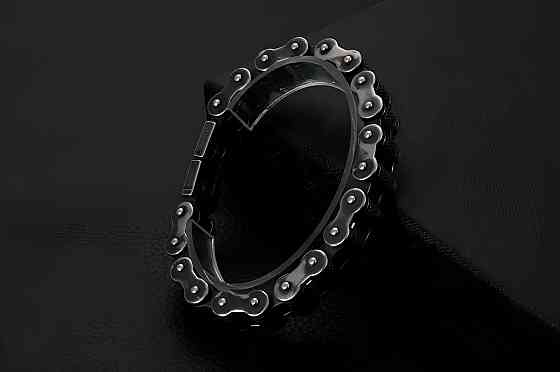 Чоловічий браслет RESTEQ з нержавіючої сталі у вигляді мотоциклетного ланцюга 23 см — чорний браслет зі сталі 316L Київ