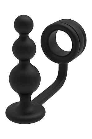 Кольцо для пениса Dream Toys Ramrod с анальной пробкой в форме шара, черное Sex Aura Киев