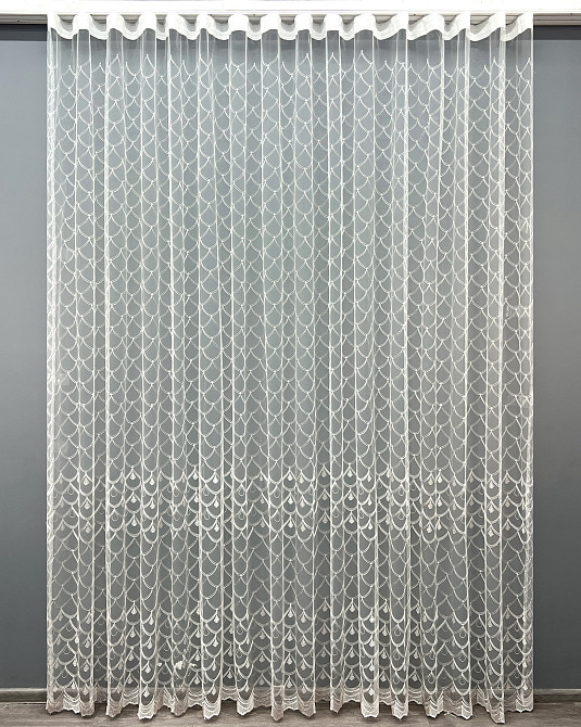 Тюль фатин з вишивкою та люрексом колір молочний з пудровим 2013т Київ - фото 8