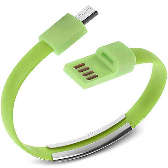 Кабель-браслет micro USB 2.0, зелений RTL Вінниця