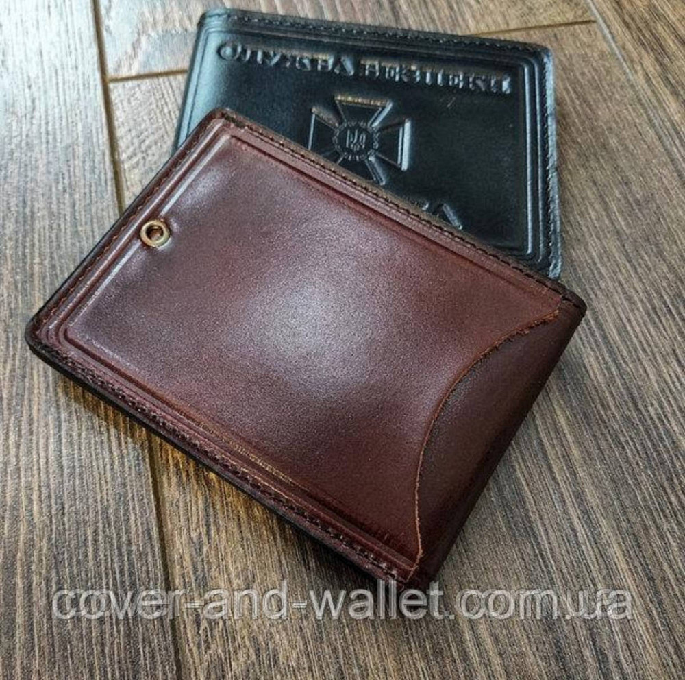 Шкіряна обкладинка СБУ з додатковою кишенею бордового кольору Київ - фото 9