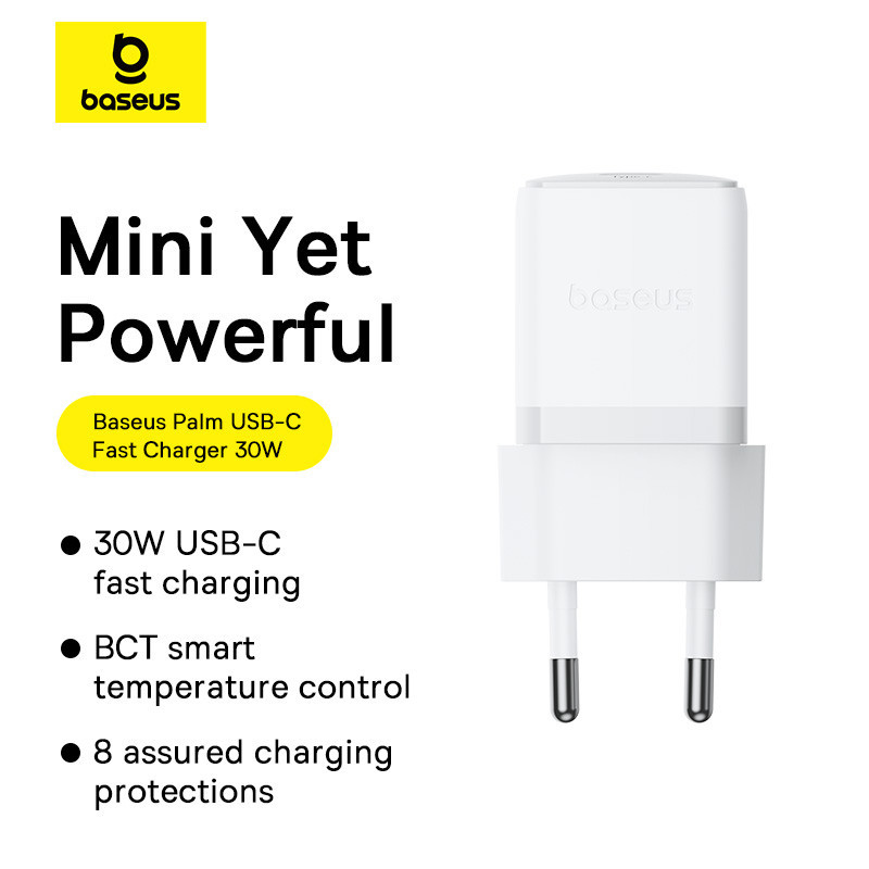 Мережевий зарядний пристрій Baseus Palm Fast Charger 1C 30W EU Moon White Одеса - фото 9