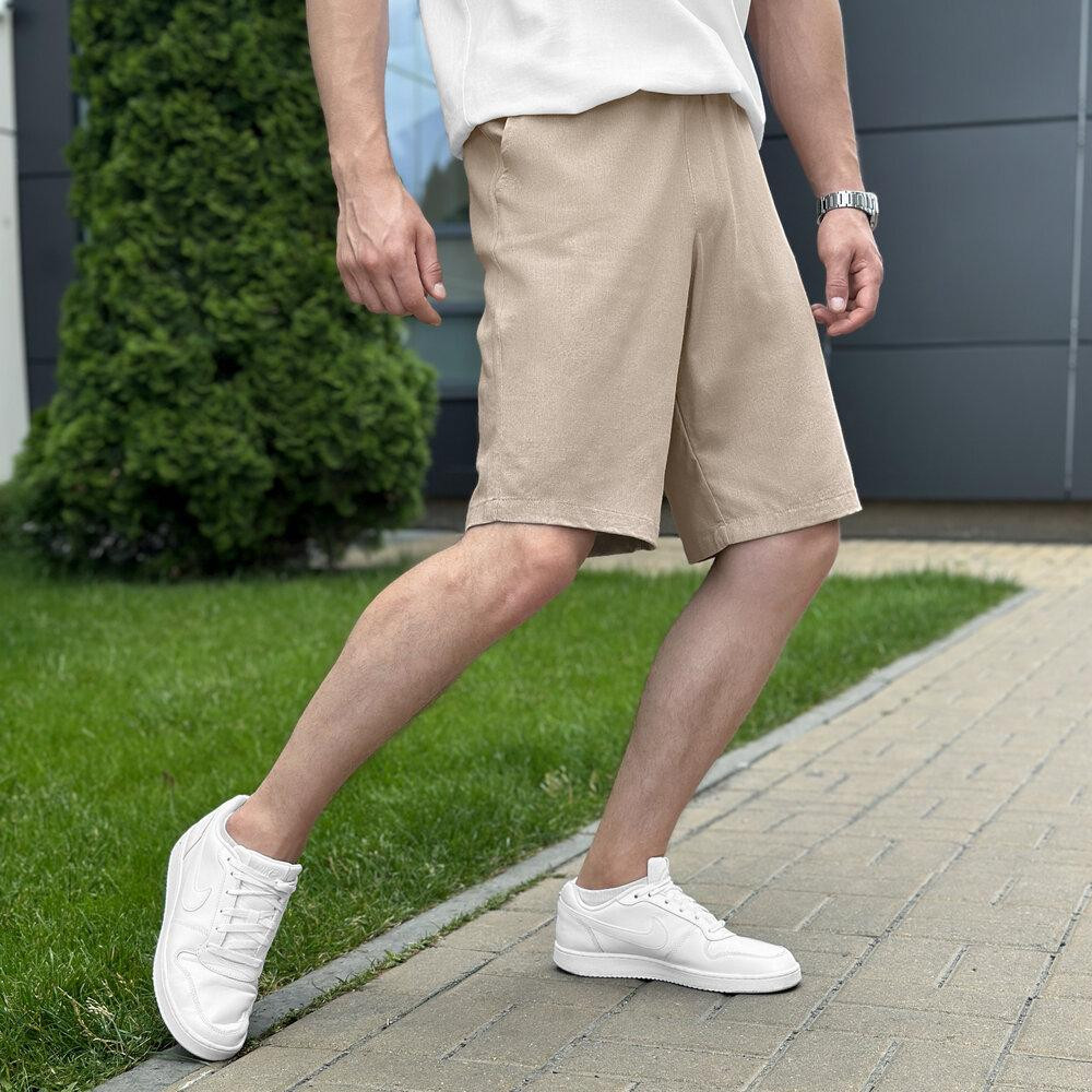 Шорти чоловічі льняні з кишенями бежеві Pobedov Marsel Київ - фото 2